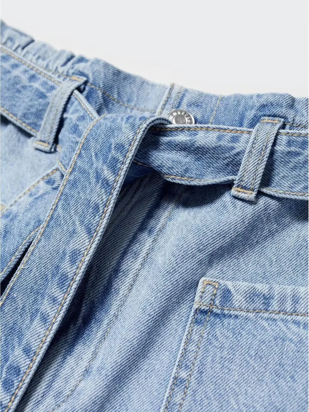Mango Paperbag Shorts with Belt NWT Paola Medium Blue Size XXL